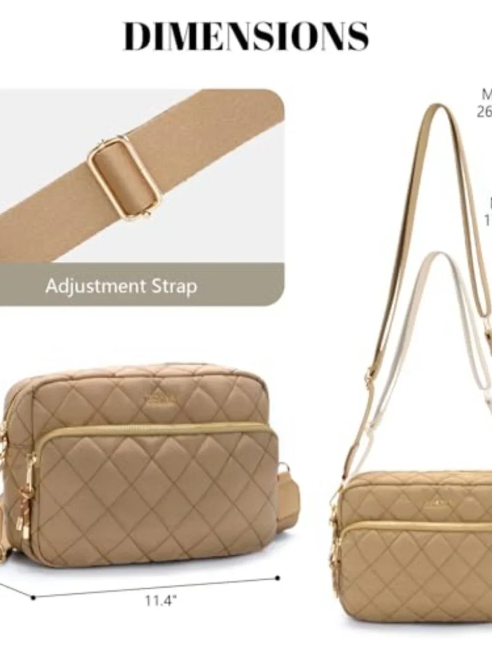 Quilted Nylon Puffer Crossbody Bag with Adjustable Wide Strap